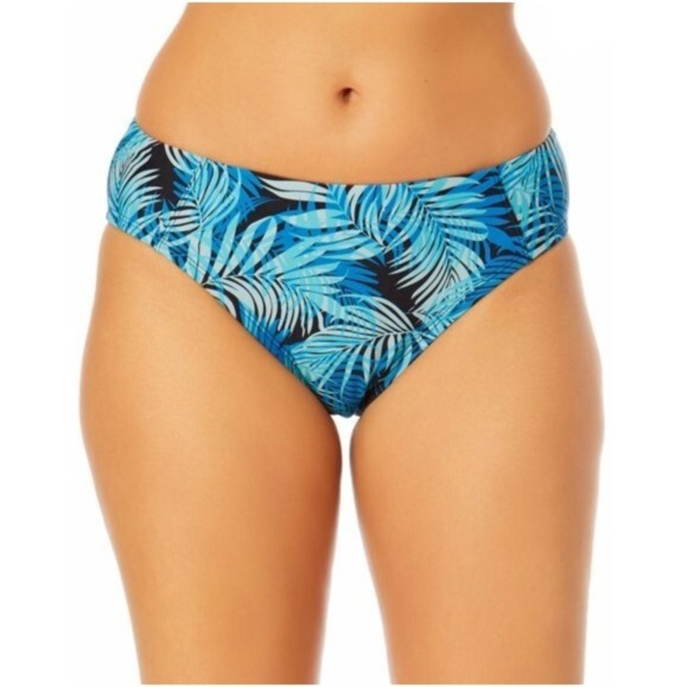 NEW Time and Tru Seemed Bikini Swim Bottom Blue Black Palm Print size XL 16-18